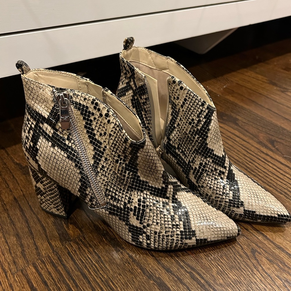 Marc Fisher heeled snakeskin booties